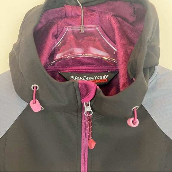 Black Diamond Double Diamond Hooded Jacket Ski Snow Fleece Lined Womens M - Picture 6 of 9
